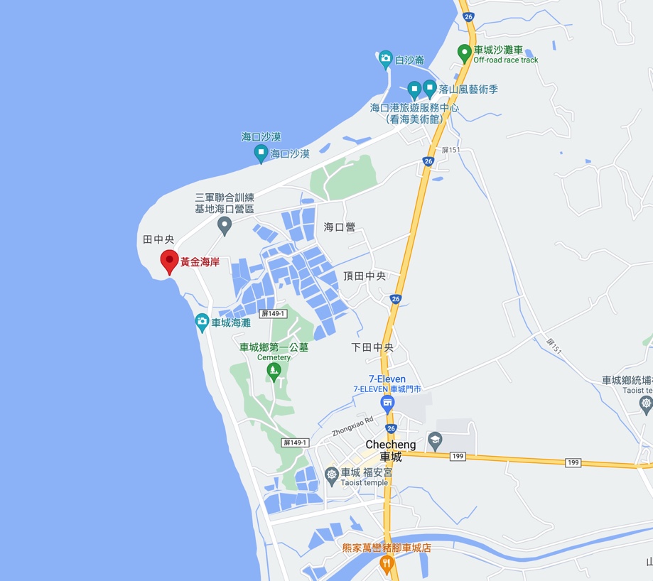 location of golden beach on the map