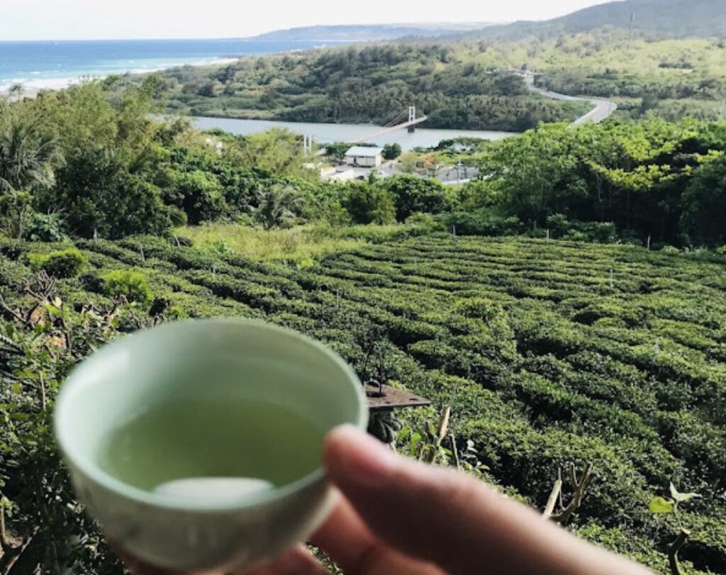 The tea gardens and the panoramic sea view unfold before your eyes.