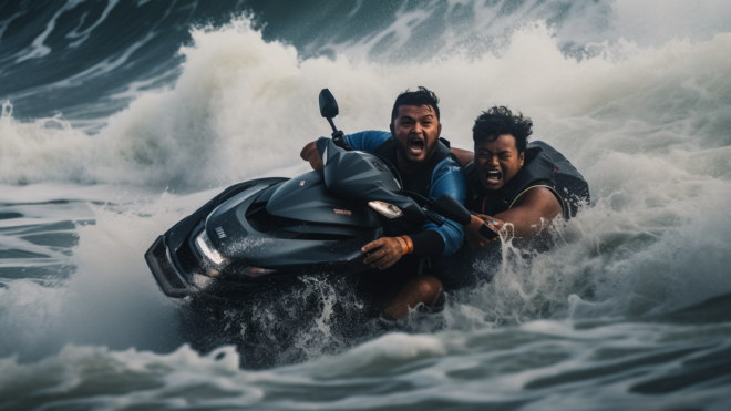 Sudden Strong Winds and Heavy Rain in Nanwan, Kenting: Lifeguard Jumps into the Sea to Save a Drowning Tourist