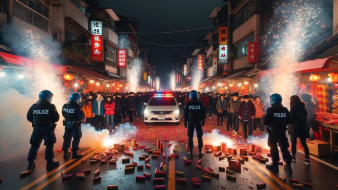 New Year's Chaos in Kenting: The Firecracker Frenzy on Kenting Main Street