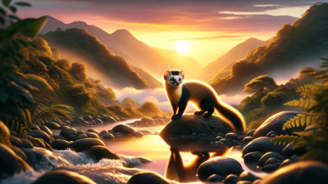 Yellow-throated Marten Appears in Baoli Creek in Checheng Township